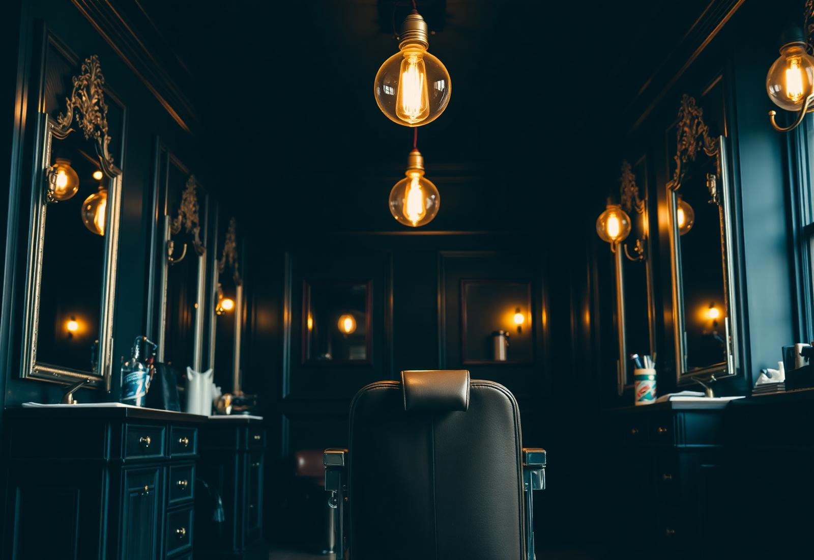 Interior da barbearia O Cortês